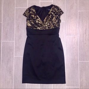 Chadwicks  black dress with gold lace top. Size 10